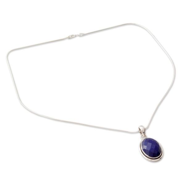 Alternate image for Fair Trade Jewelry Lapis Lazuli and Sterling Silver Necklace Blue Destiny