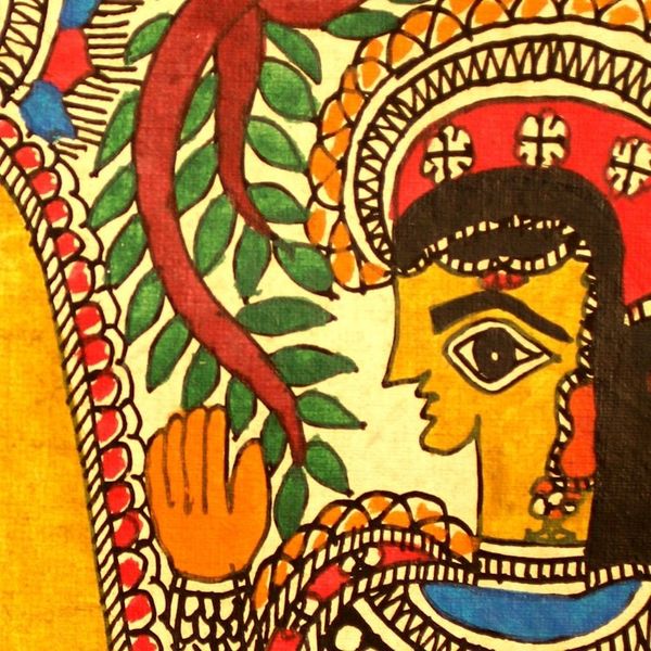 Alternate image for Madhubani painting Krishna with His Cattle