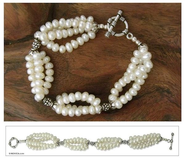 Alternate image for Pearl beaded bracelet Cloud Song