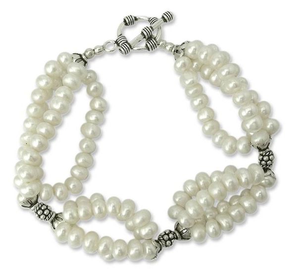 Alternate image for Pearl beaded bracelet Cloud Song