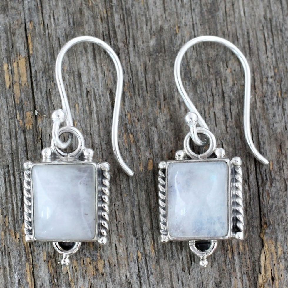 Handmade Sterling Silver and Moonstone Earrings 'Mystic Sky'