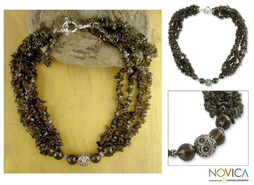 Smoky quartz beaded necklace 'Dreams'