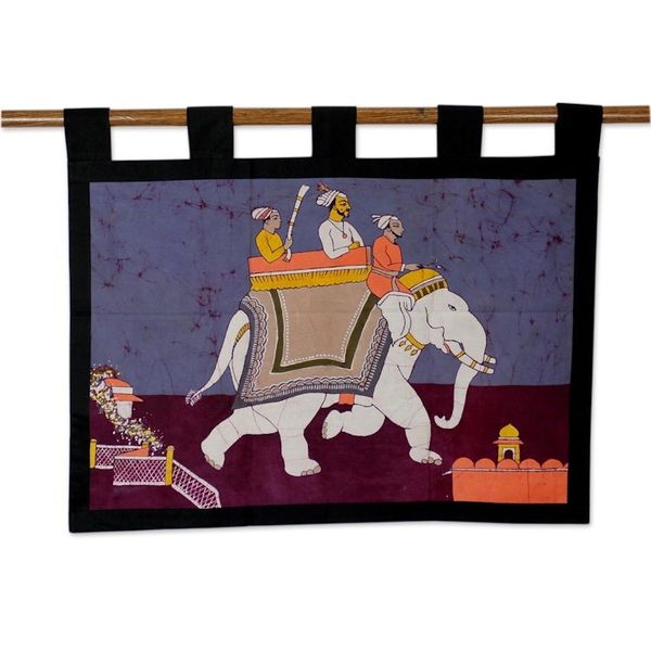 Alternate image for Cotton batik wall hanging Royal Ride