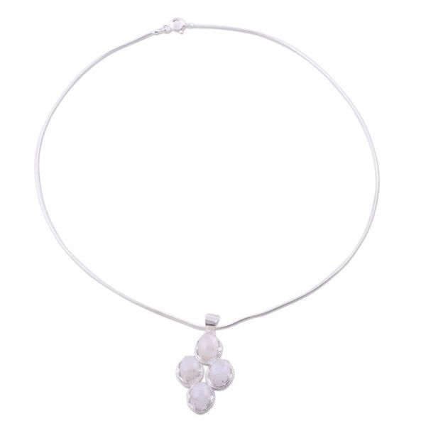Alternate image for Rainbow Moonstone Necklace in Sterling Silver from India Morning Frost