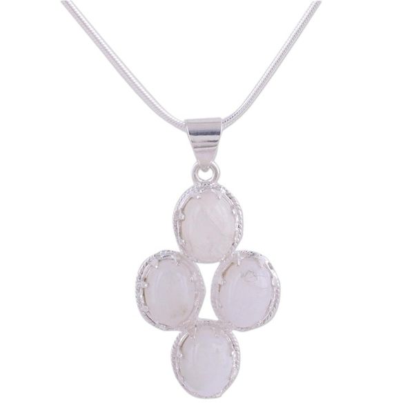 Alternate image for Rainbow Moonstone Necklace in Sterling Silver from India Morning Frost