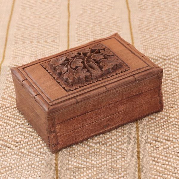 Alternate image for Floral Wood Jewelry Box Kashmiri Flower