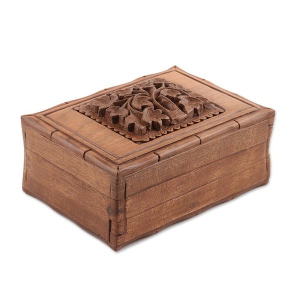 Alternate image for Floral Wood Jewelry Box Kashmiri Flower