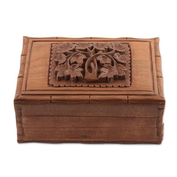 Alternate image for Floral Wood Jewelry Box Kashmiri Flower