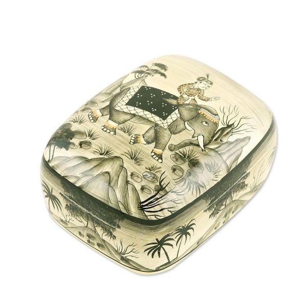 Alternate image for Papier mache box Elephant Excursion