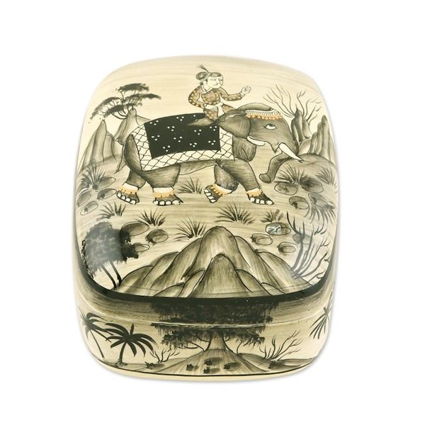 Alternate image for Papier mache box Elephant Excursion
