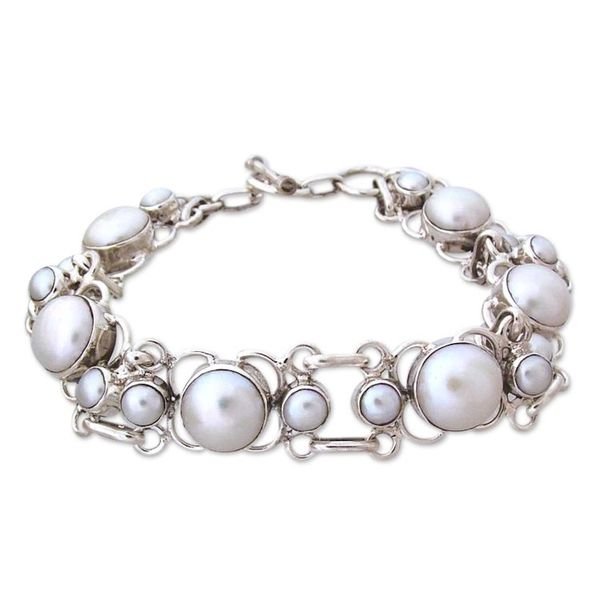 Alternate image for Pearl Bracelet Handcrafted in Sterling Silver Bridal Jewelry Pure Clarity
