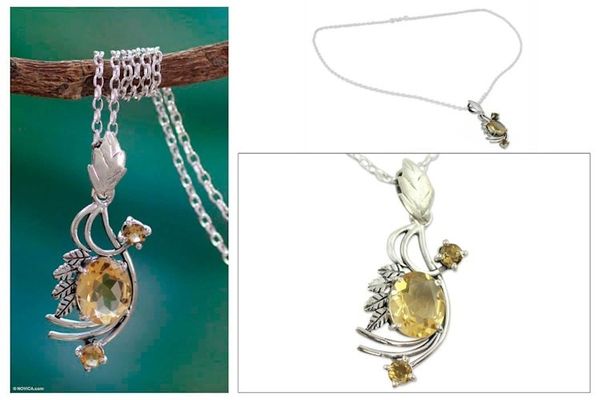 Alternate image for Citrine pendant necklace Mughal Romance