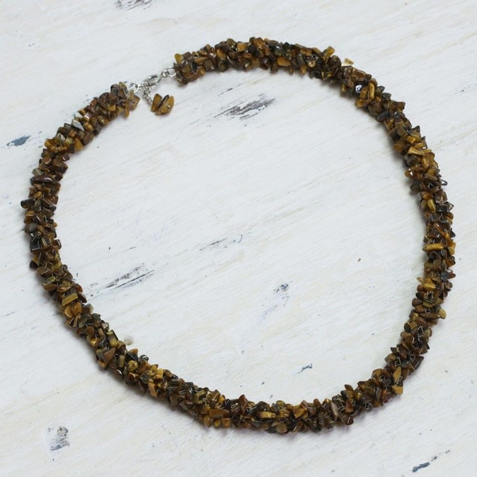 Tiger's eye beaded necklace 'Honeysuckle'
