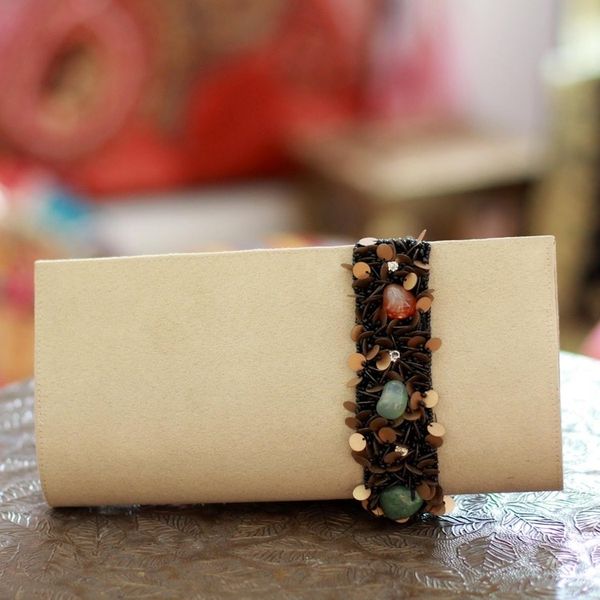 Alternate image for Beaded clutch handbag Natural Glam