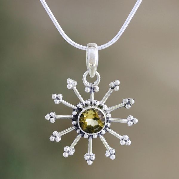 Alternate image for Fair Trade Citrine Sun Necklace in Sterling Silver Sunshine Daze