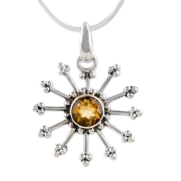 Alternate image for Fair Trade Citrine Sun Necklace in Sterling Silver Sunshine Daze