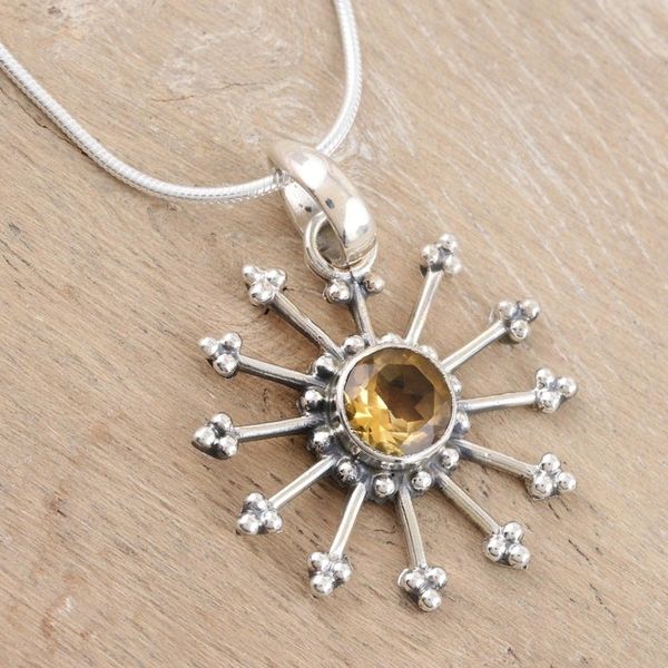 Alternate image for Fair Trade Citrine Sun Necklace in Sterling Silver Sunshine Daze