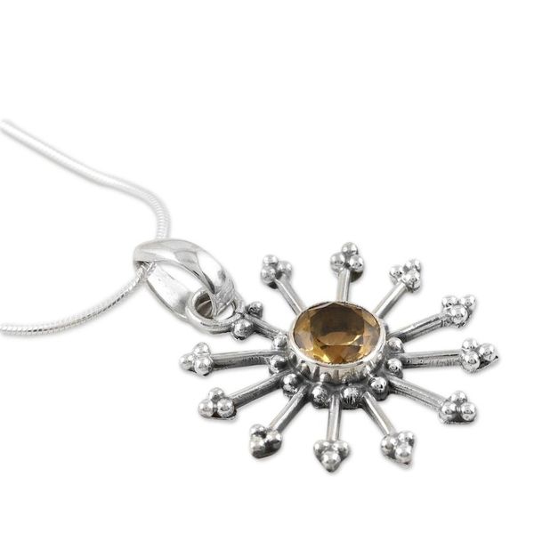 Alternate image for Fair Trade Citrine Sun Necklace in Sterling Silver Sunshine Daze