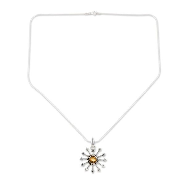 Alternate image for Fair Trade Citrine Sun Necklace in Sterling Silver Sunshine Daze