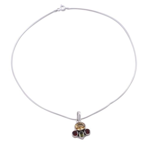 Alternate image for Handcrafted Sterling Silver Multigem Necklace Cosmic Harmony
