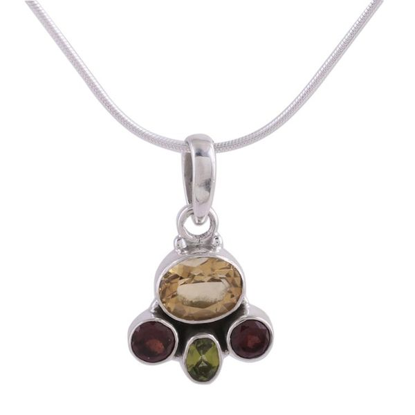Alternate image for Handcrafted Sterling Silver Multigem Necklace Cosmic Harmony
