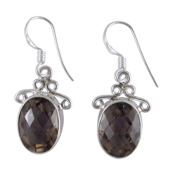 Alternate image for Womens Sterling Silver and Smoky Quartz Earrings At Twilight