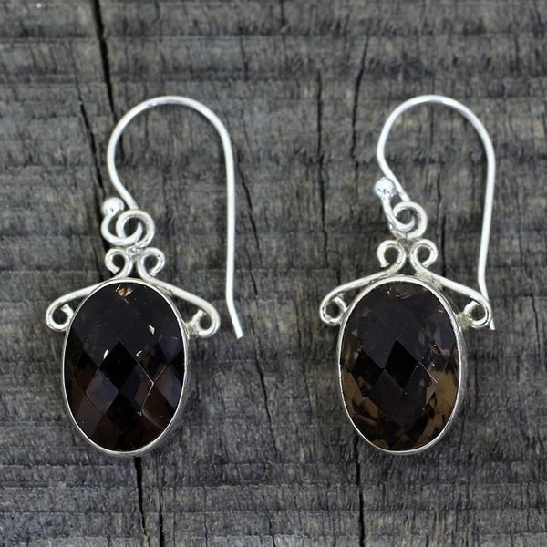 Alternate image for Womens Sterling Silver and Smoky Quartz Earrings At Twilight