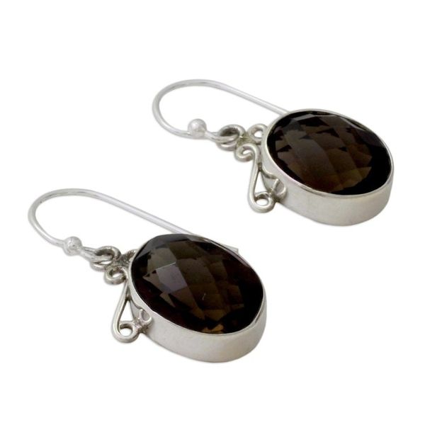 Alternate image for Womens Sterling Silver and Smoky Quartz Earrings At Twilight