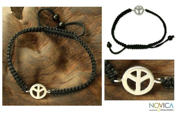 Alternate image for Sterling silver charm bracelet Just Peace