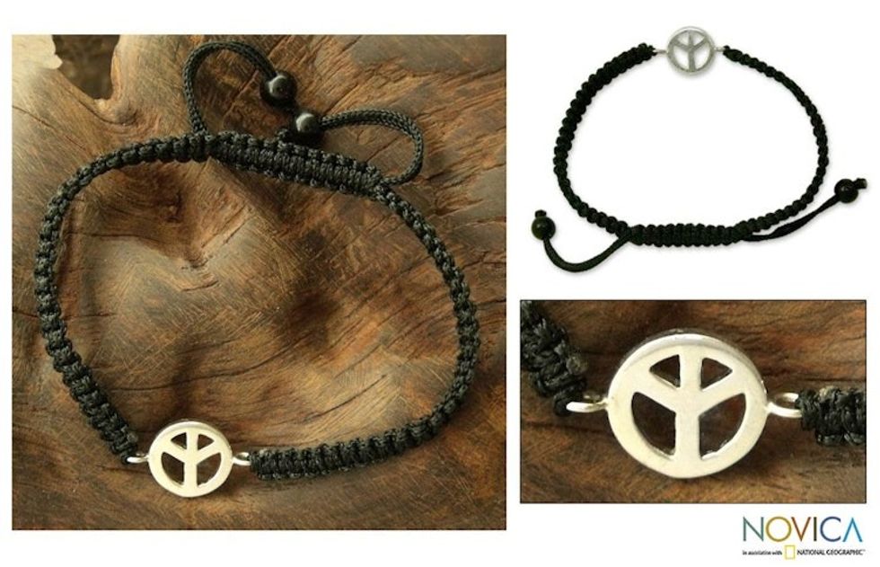 Sterling silver charm bracelet 'Just Peace'