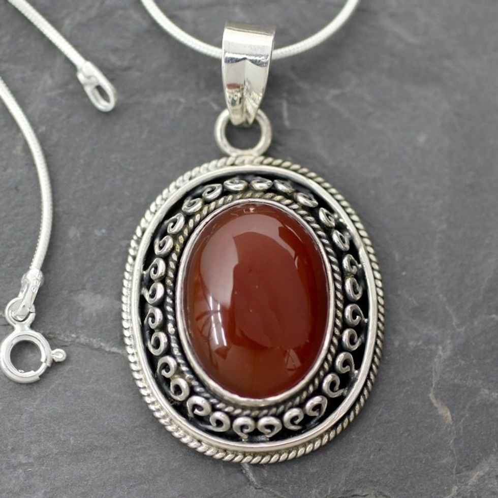 Fair Trade Sterling Silver and Onyx Necklace 'Tradition'