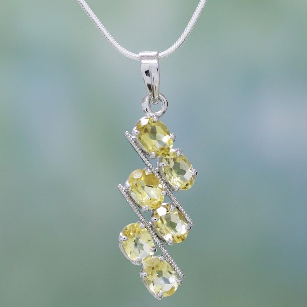 Sterling Silver and Topaz Pendant Necklace 'Sky Fire'