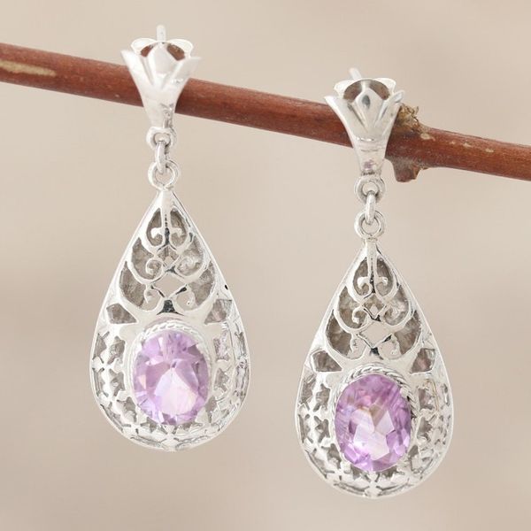 Alternate image for Amethyst dangle earrings Blessed Garden