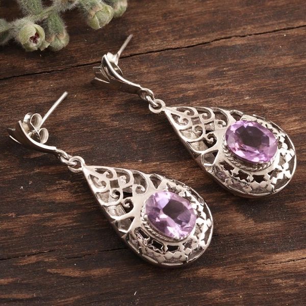 Alternate image for Amethyst dangle earrings Blessed Garden