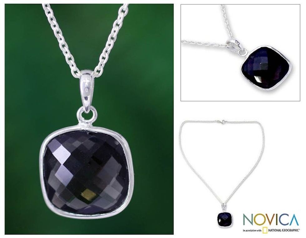 Hand Made Sterling Silver and Smokey Quartz Necklace 'India Mystery'