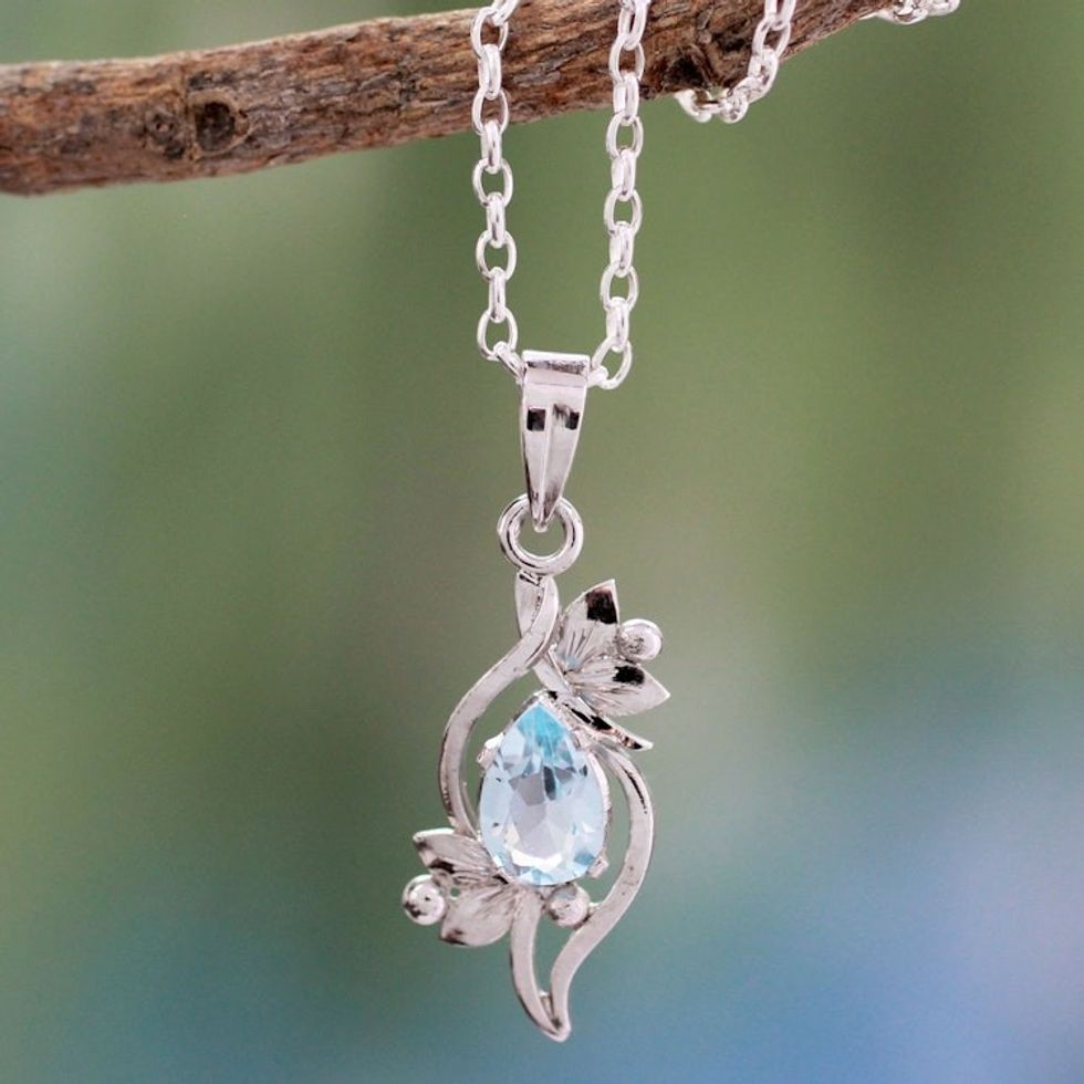 Blue topaz pendant necklace 'Grace'