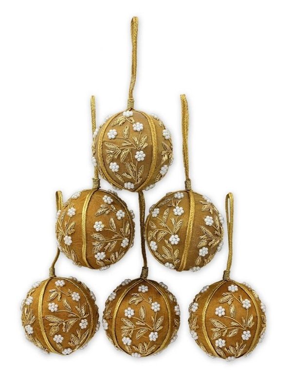 Alternate image for Beaded ornaments Set of 6 Golden Garden