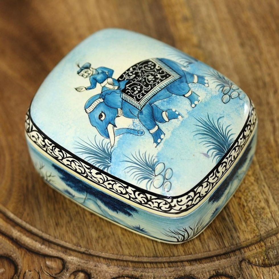 Papier Mache Jewelry Box 'Kashmir Dawn'