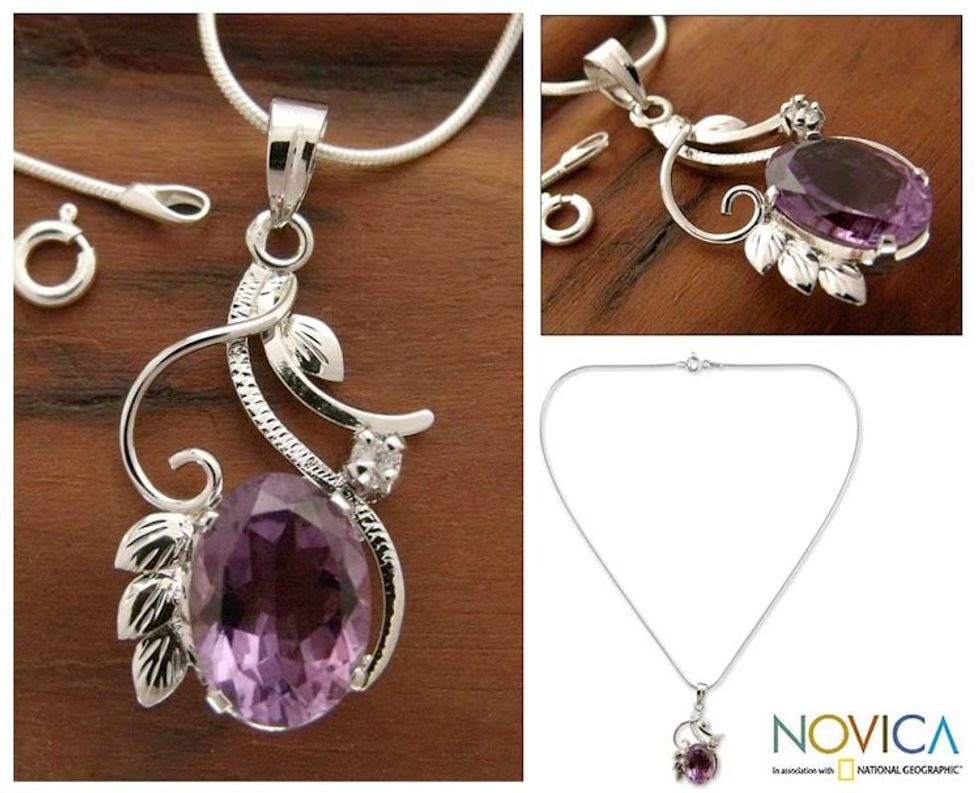 Amethyst flower necklace 'Nostalgia'