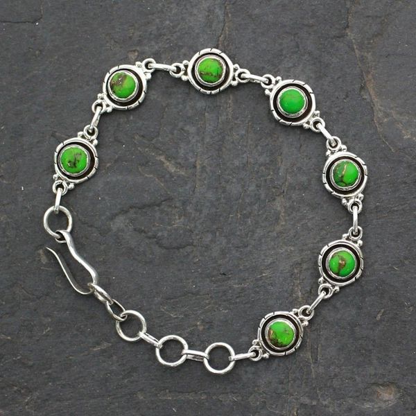 Alternate image for Sterling Silver and Comp Turquoise Bracelet from India Green with Beauty