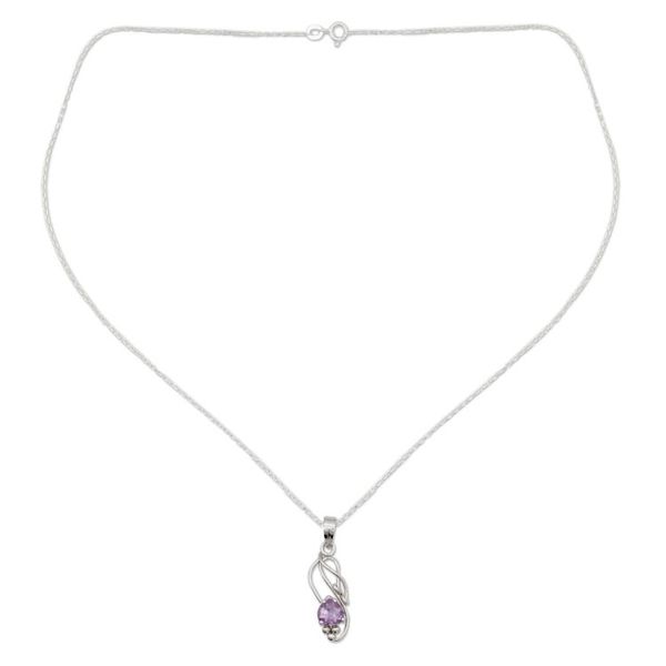 Alternate image for Amethyst Modern Jewelry Sterling Silver Necklace Shy Heart