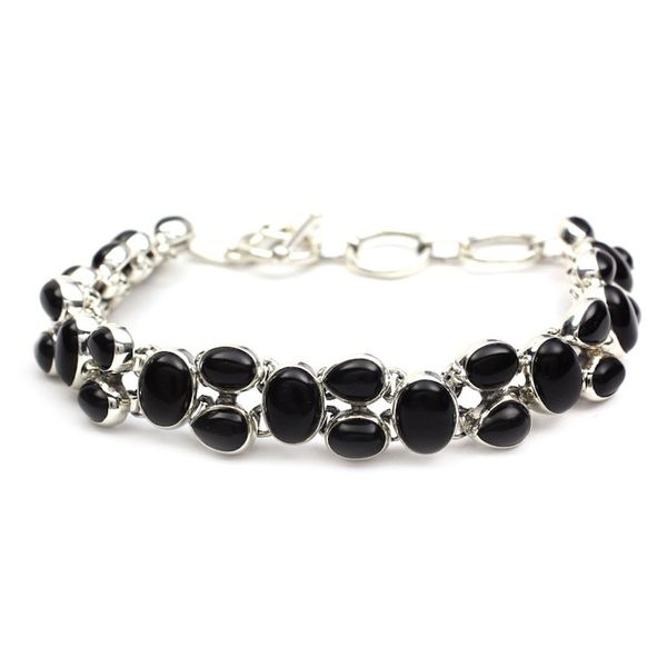 Alternate image for Sterling Silver and Onyx Bracelet Indian Jewelry Jaipur Heritage