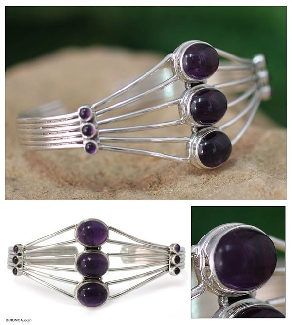 Alternate image for Sterling Silver and Amethyst Cuff Bracelet Promise at Dawn