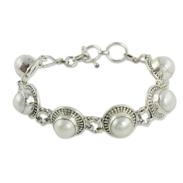 Alternate image for Indian Jewelry Bracelet in Sterling Silver and Pearls Prosperity