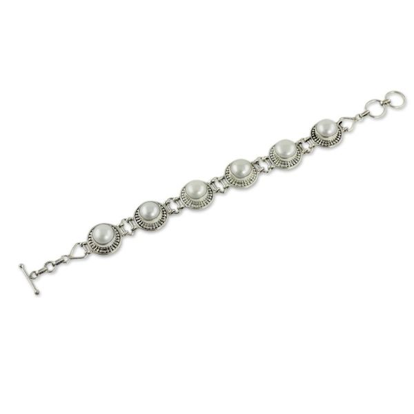 Alternate image for Indian Jewelry Bracelet in Sterling Silver and Pearls Prosperity