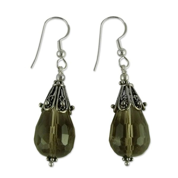 Alternate image for Smoky quartz dangle earrings Rajasthan Melody