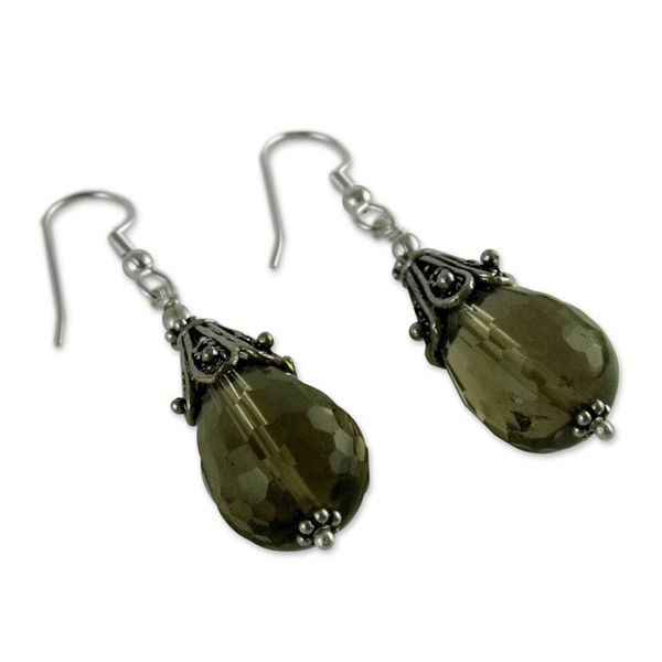 Alternate image for Smoky quartz dangle earrings Rajasthan Melody