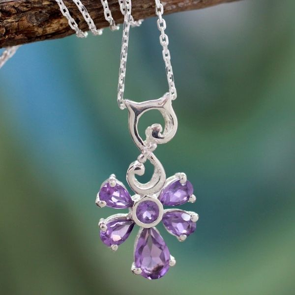 Alternate image for Amethyst pendant necklace Lilac Blessings