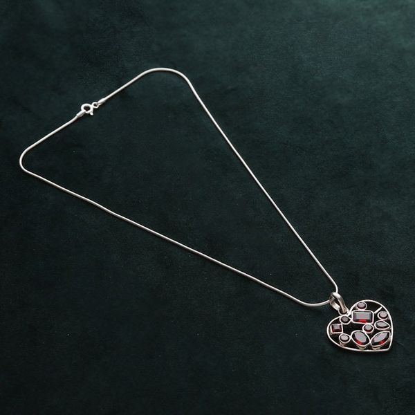 Alternate image for Garnet Heart Necklace Artisan Crafted Birthstone Jewelry My Love