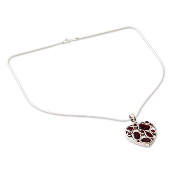 Alternate image for Garnet Heart Necklace Artisan Crafted Birthstone Jewelry My Love